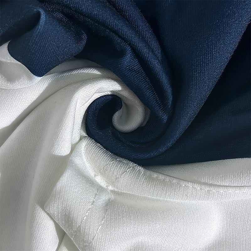 Plus Size Color Block Hoodie with Zip Up Design