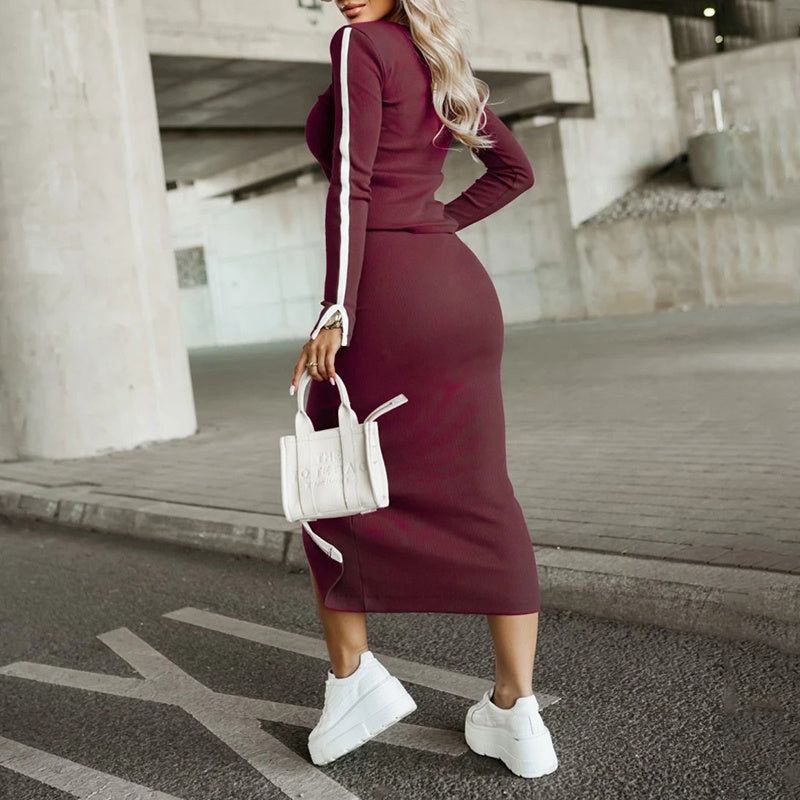 Womens Cozy Two Piece Set Sweatshirt and Midi Skirt Lounge