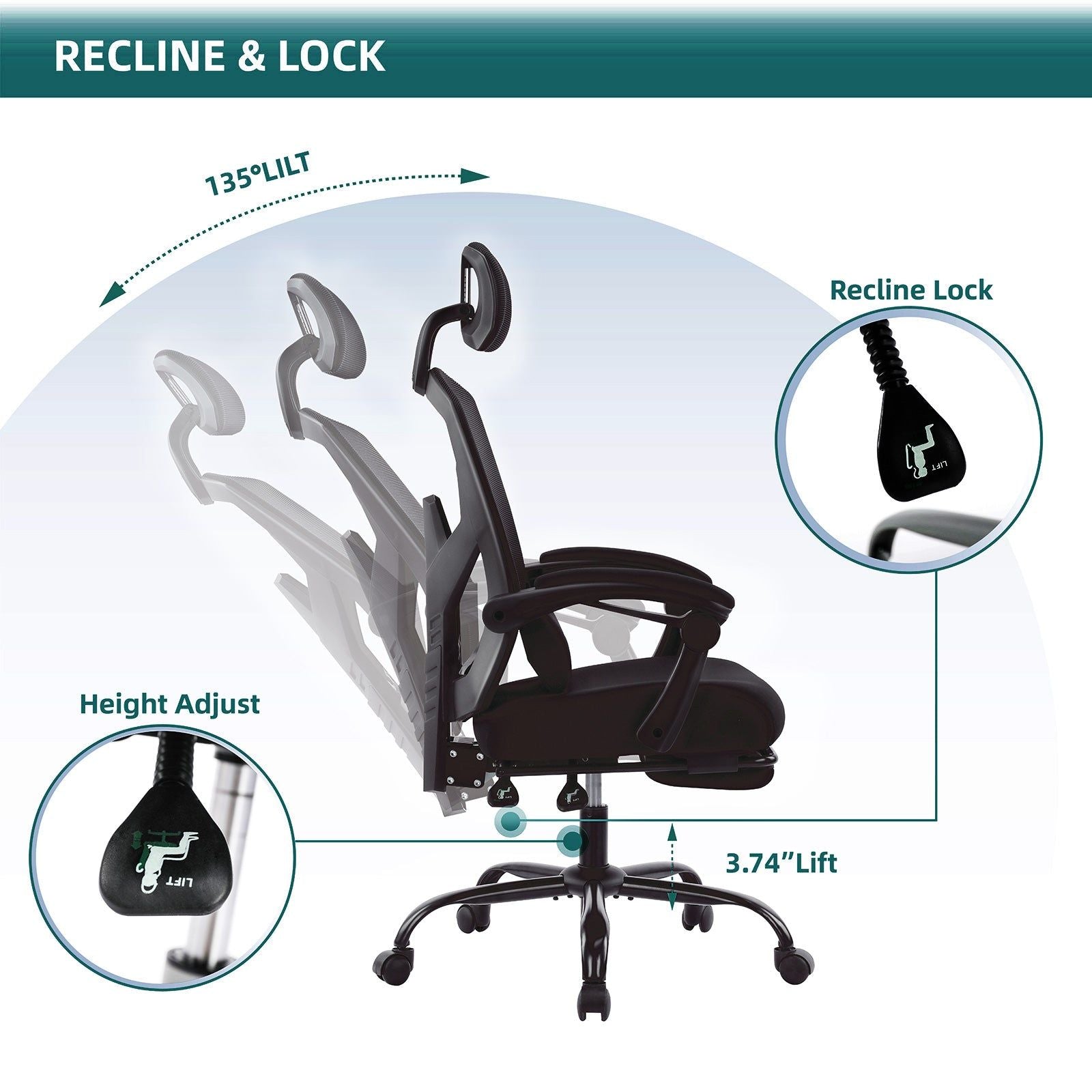 Ergonomic Office Chair with Footrest and Lumbar Support