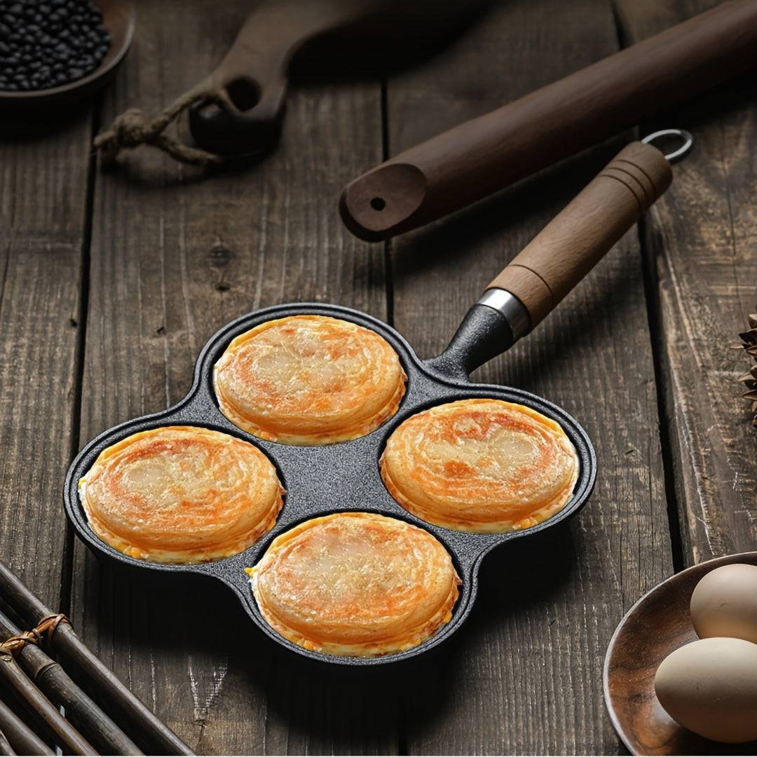 4-Hole Nonstick Egg & Omelette Pan – Multi-Section Frying Pan for Pancakes, Burgers, Bacon & Steak