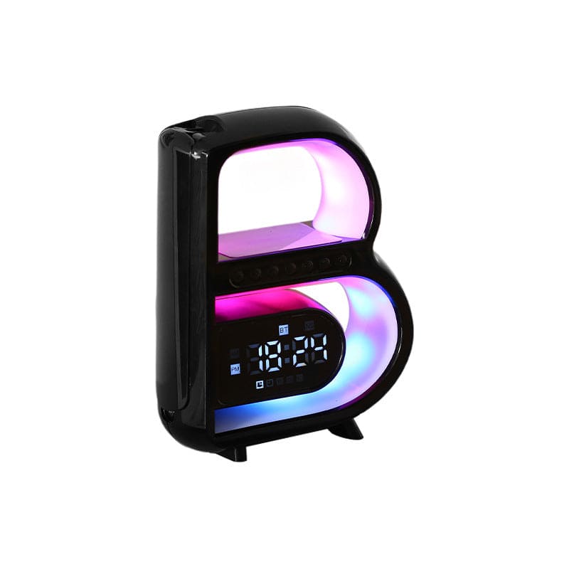 New B-Shaped Bluetooth Speaker Multifunctional Smart Music Rhythm Lighting Phone Wireless Charger TF Card AUX Input Standard Mode - PMMNAPOLES