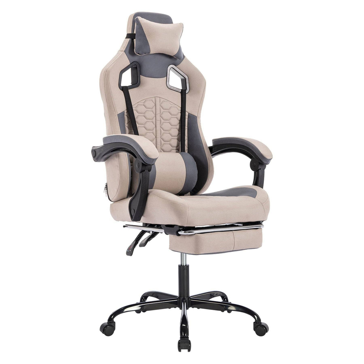 Gaming Chair Ergonomic Massage High Back Grey Leather