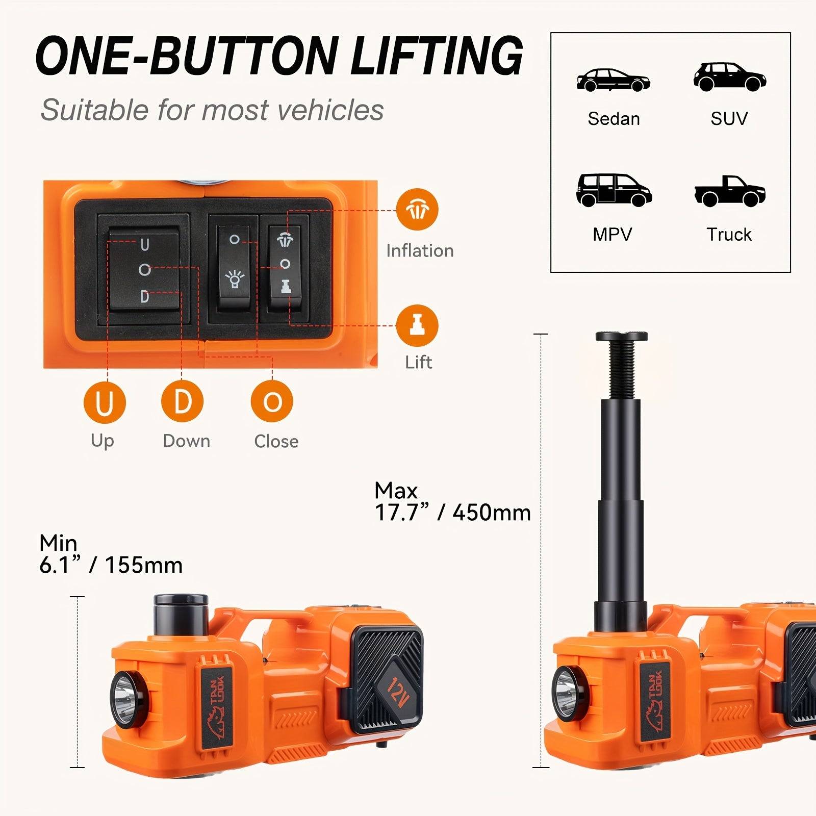 5 Ton Electric Hydraulic Car Jack with Impact Wrench – Portable Lift with Air Pump for SUV, MPV & Truck Tire Change
