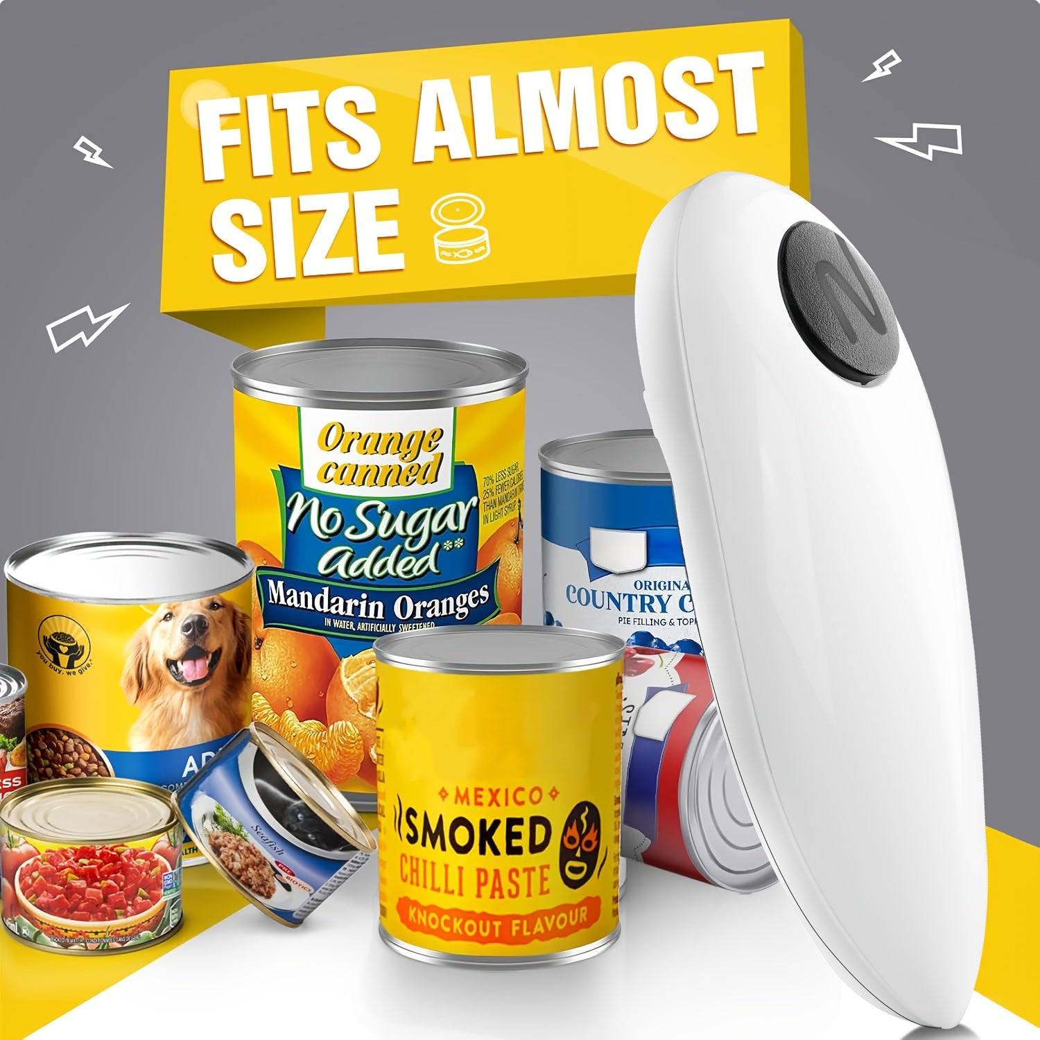 One-Touch Electric Can Opener – Battery-Operated Automatic Opener with Smooth Edge for All Can Sizes, Ideal for Seniors & Easy Use