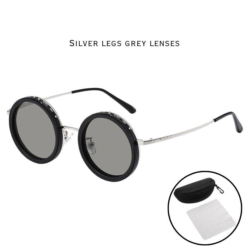 ND Dimmable Round Sunglasses Aluminum Magnesium Frame