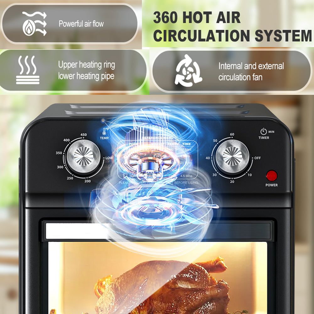 12.5 Qt Air Fryer With Dual Control And Oil Free Cooking