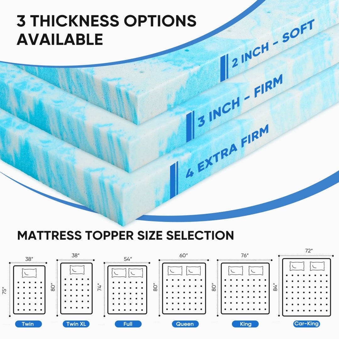 Cooling Gel Memory Foam Mattress Topper for Better Sleep