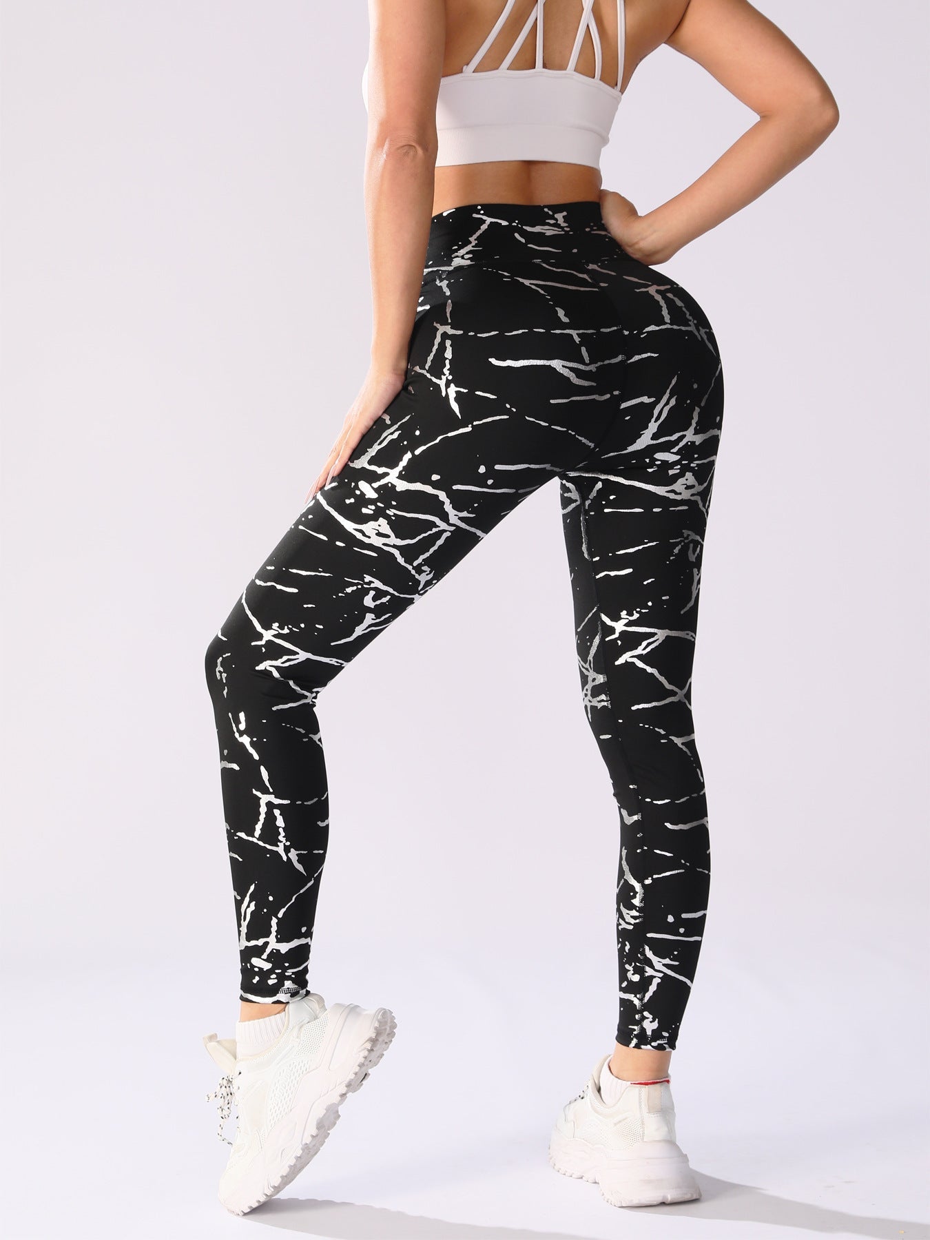 Women’s High Waist Bronzing Leggings Shiny Polyester Slim Fit Hip Lift Pants for Sports and Casual Wear