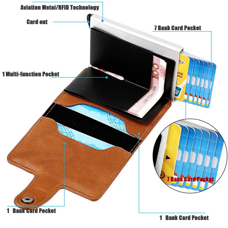 Mens Brown Wallet with Card Holder and Snap Closure