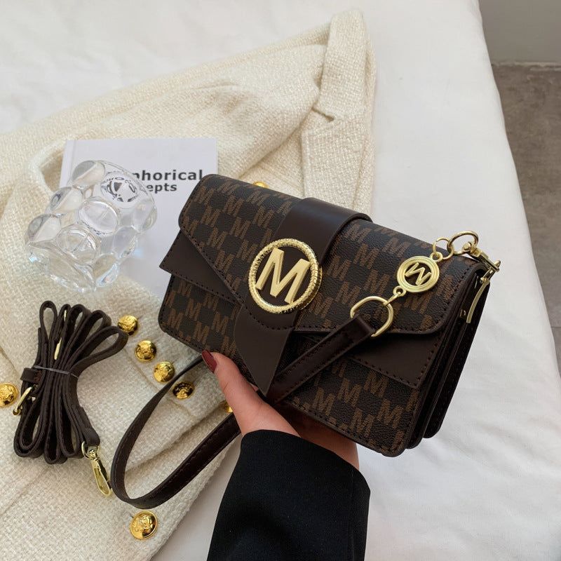 PU Flap Tote Bag Crossbody Letter Print Zipper Divider