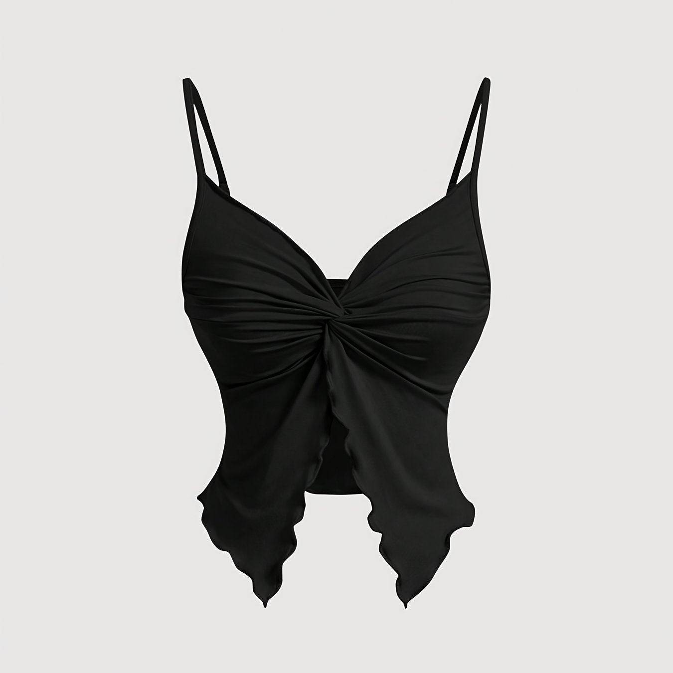 Women’s V-Neck Butterfly Sleeve Top – Lightweight Stretchy Black & White Resort Blouse for Summer