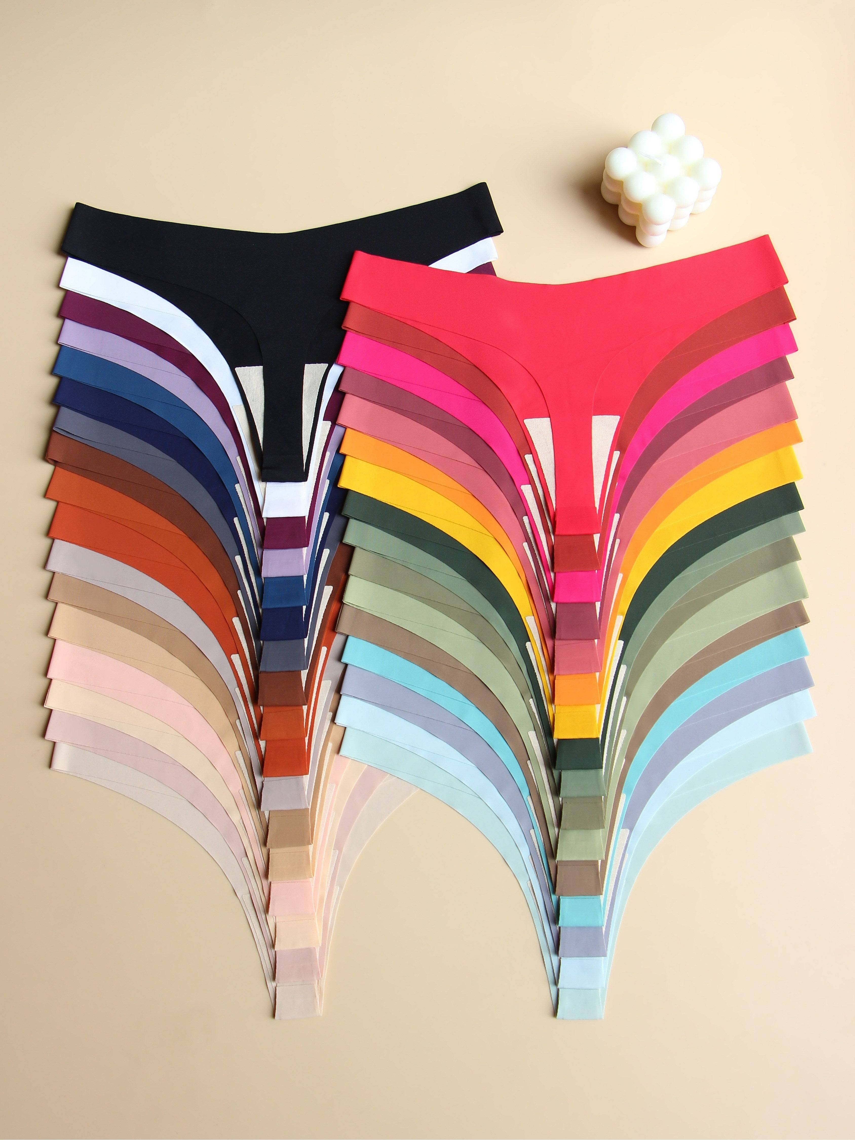 24-Pack High-Waisted T-Back Thongs for Women – Ultra-Fine Fiber, Breathable, 12 Colors