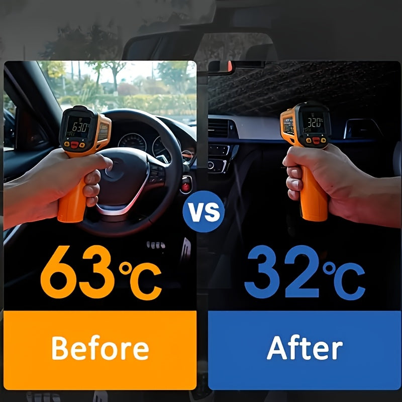 Foldable car windshield sun shade umbrella for front windows, blocks UV rays and heat, fits most car models
