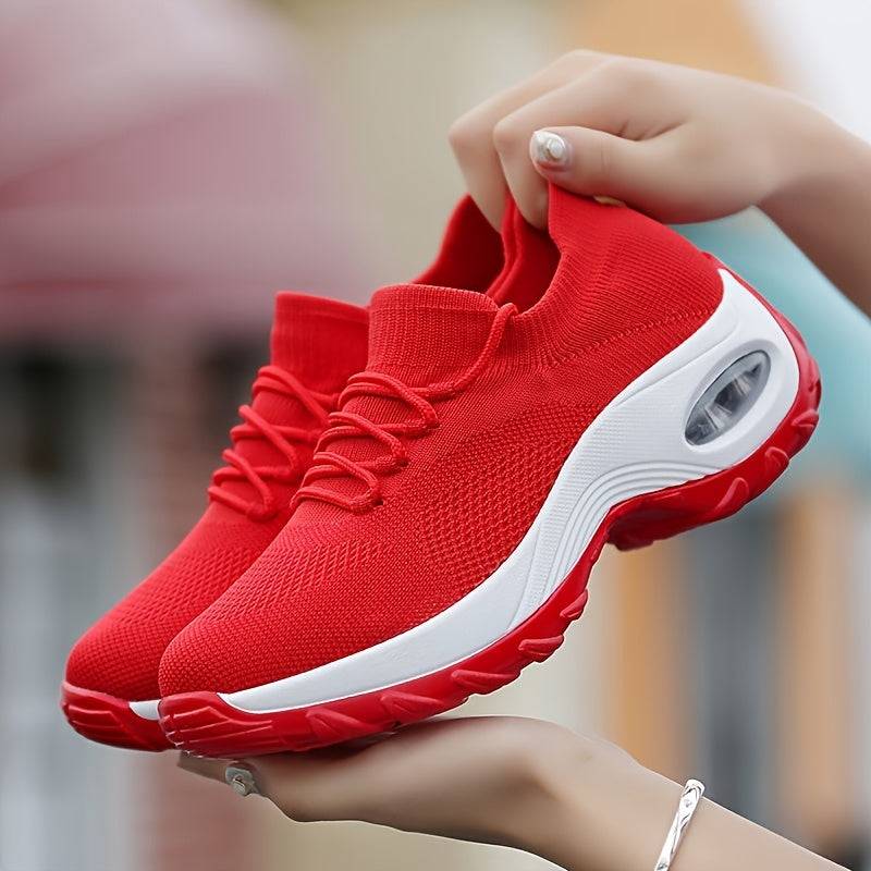 Unisex casual sports sneakers, flat bottom with non-slip sole, round toe mesh design for student running use