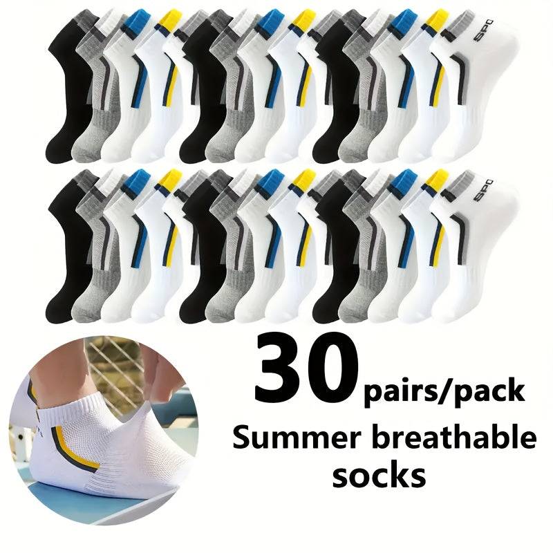 10/20/30 Pairs Men’s Athletic Socks Breathable Moisture-Wicking Design with Geometric & Letter Patterns Colorful Casual Gym Wear