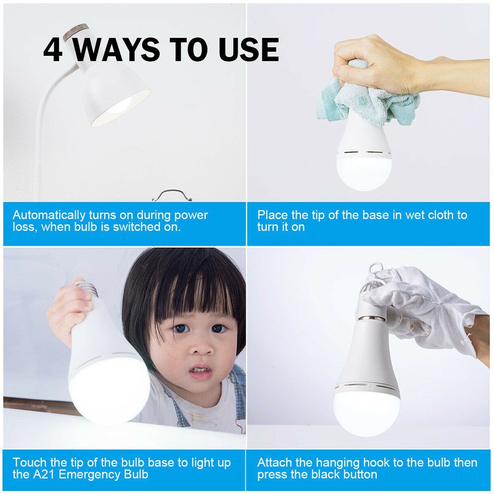 Rechargeable LED Light Bulb With Built In Battery 9W