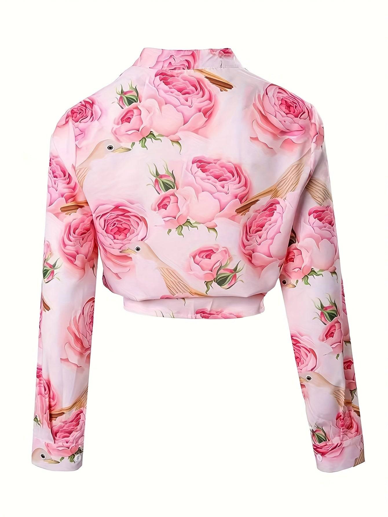 Women's Casual Long Sleeve Blouse – Relaxed Fit with Abstract Print for Daily Outfits