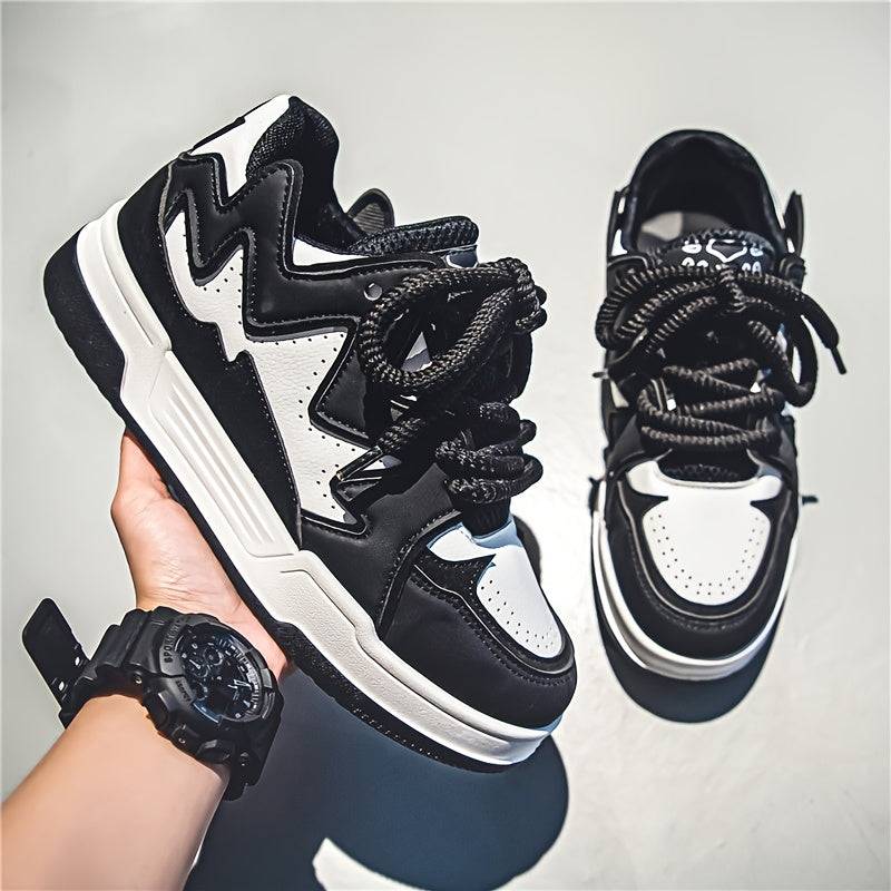 Men’s Low-Top Casual Sneakers Lace-Up Design with Thick PVC Sole & Breathable Lining for Daily Wear, Outdoor & Light Exercise