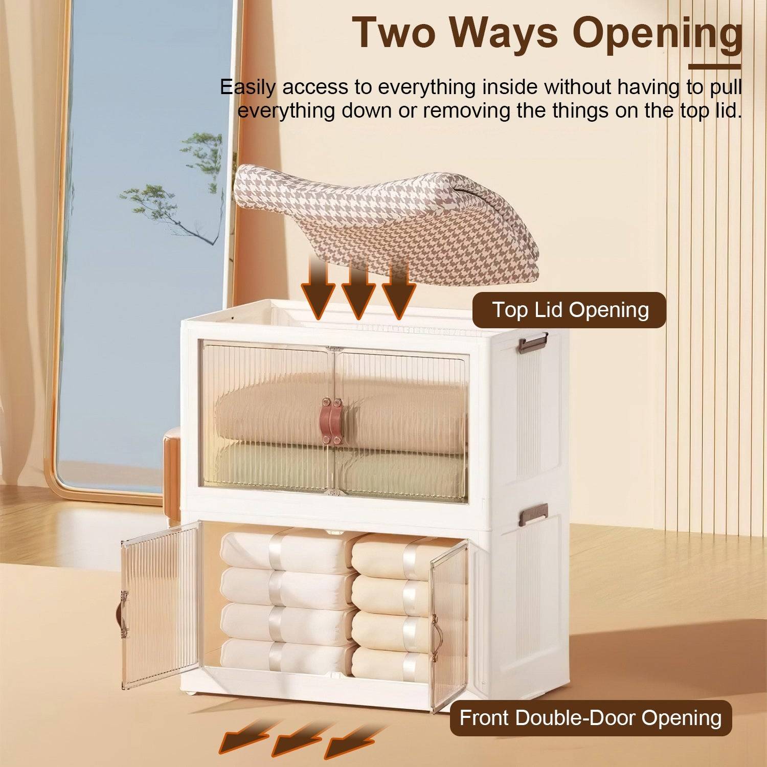 3Pcs Foldable Storage Bins with Lid and Wheels