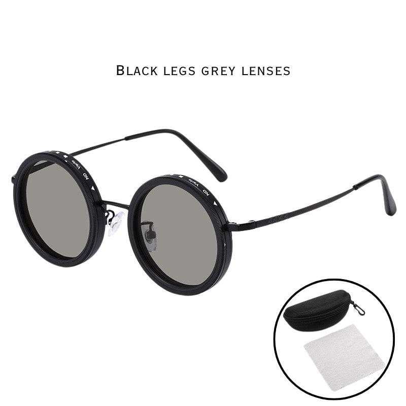 ND Dimmable Round Sunglasses Aluminum Magnesium Frame