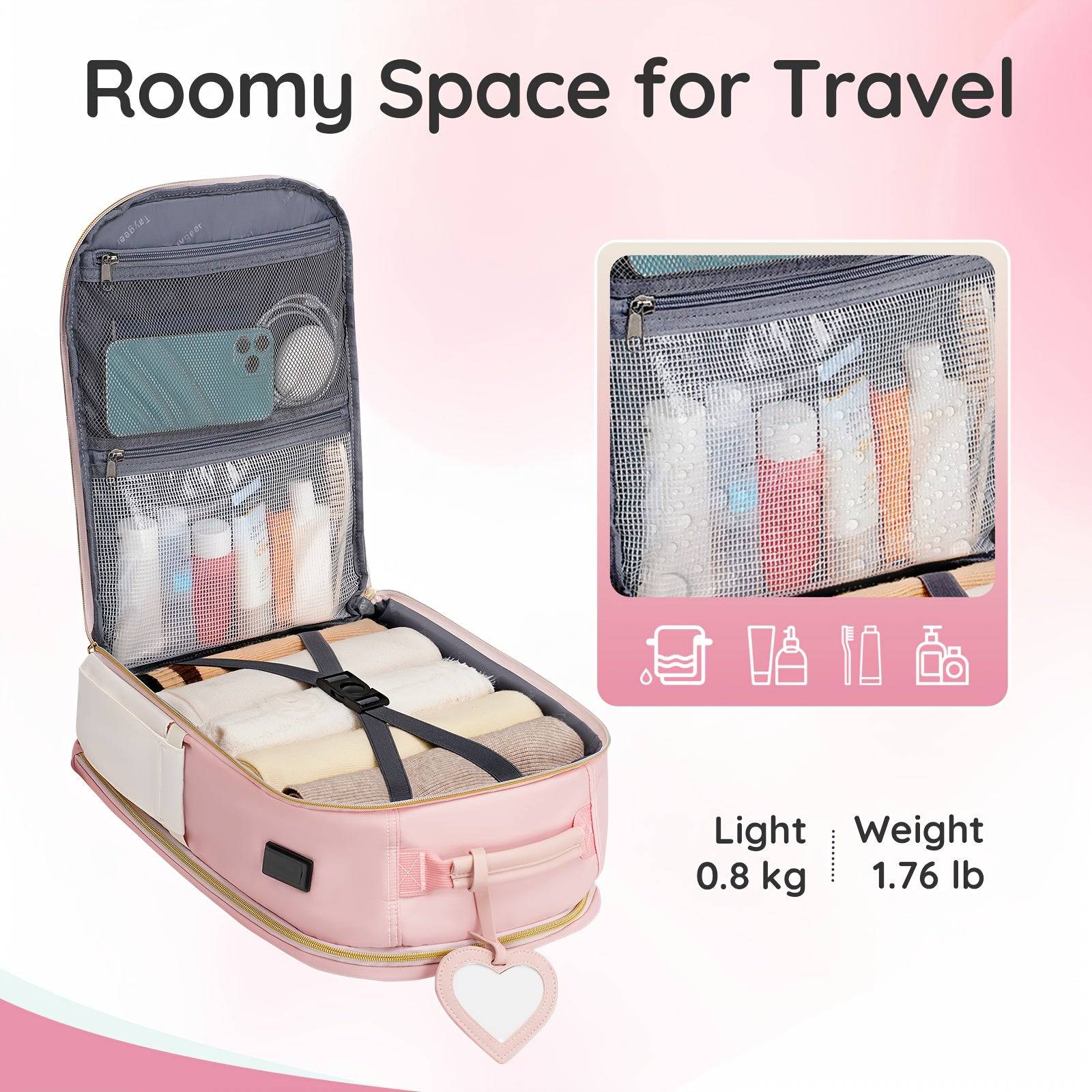Women's Travel Backpack with USB Charging Port and Shoe Compartment, TSA 15.6" Laptop Carry-On Bag, Pink Pastel Design with Multiple Pockets