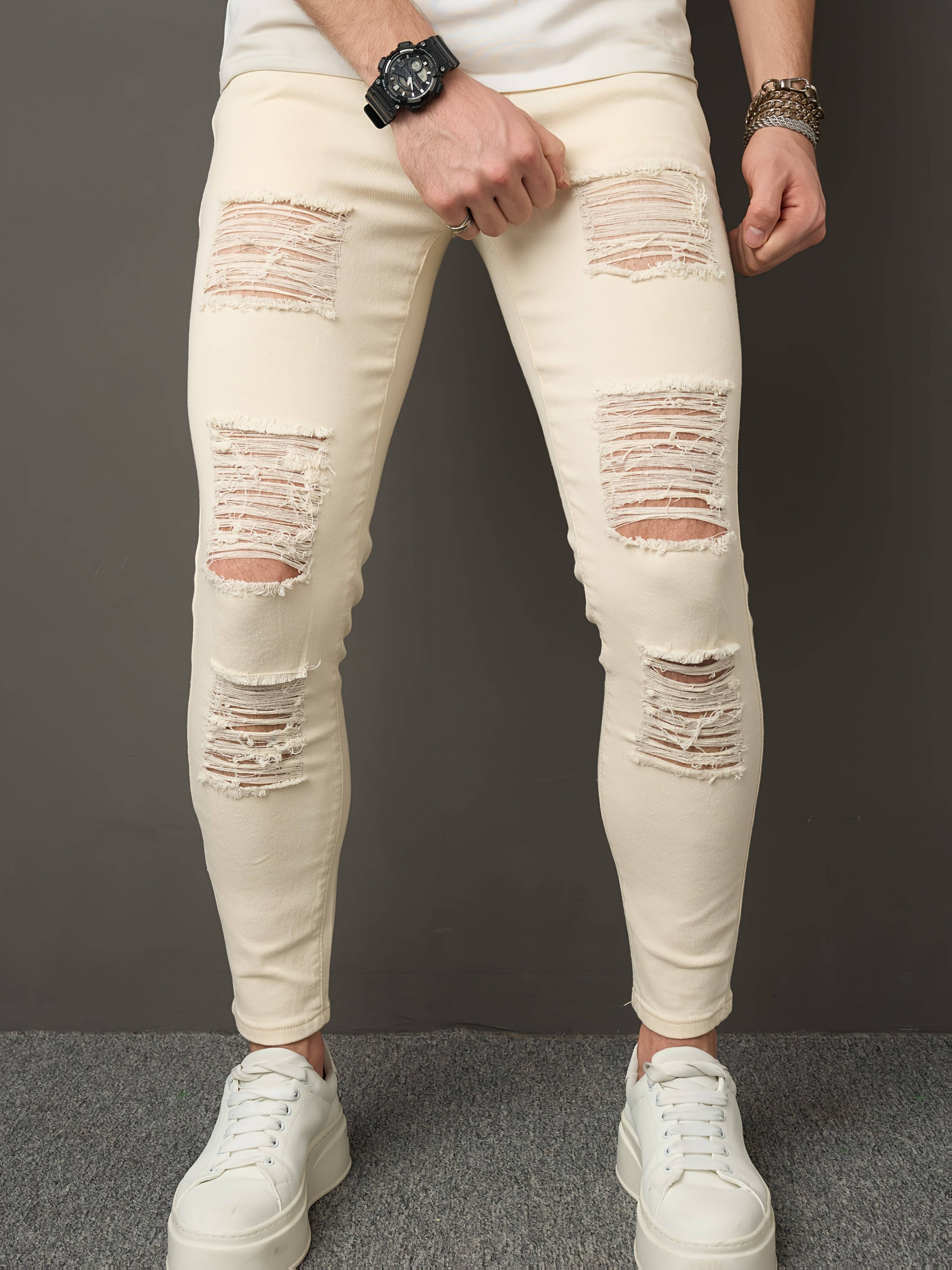 Men’s Slim Fit Jeans Youth Fashion Denim Pants with Tapered Small Leg Design Casual Spring & Autumn Wear