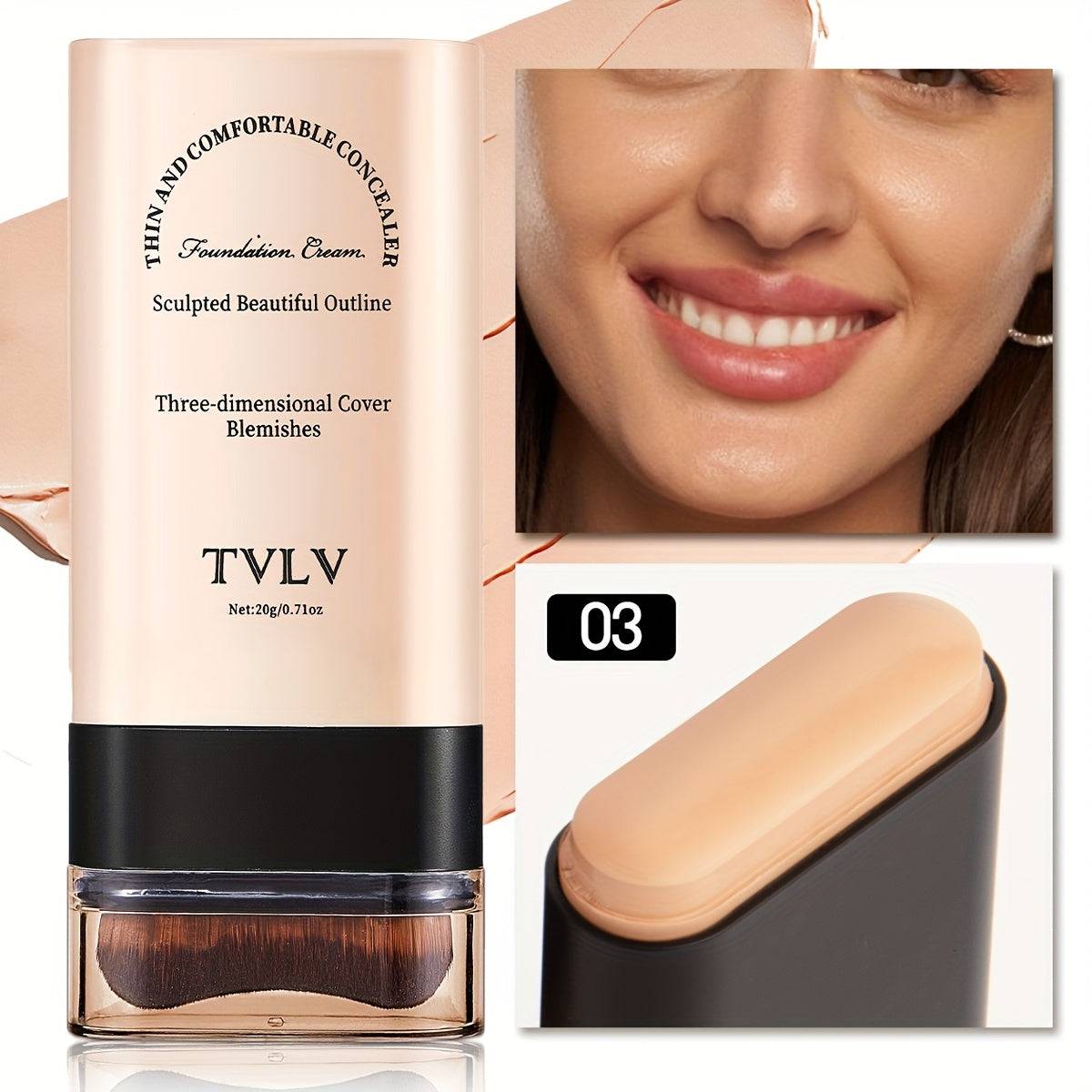 2-in-1 Foundation & Concealer Stick Waterproof Matte Makeup Portable Design for Daily or Travel Use