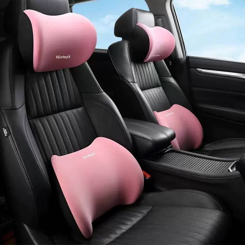 Ergonomic Car Neck & Lumbar Support Pillow Set Comfortable Foam Headrest for Driving 4-Season Universal Design 2 Sets