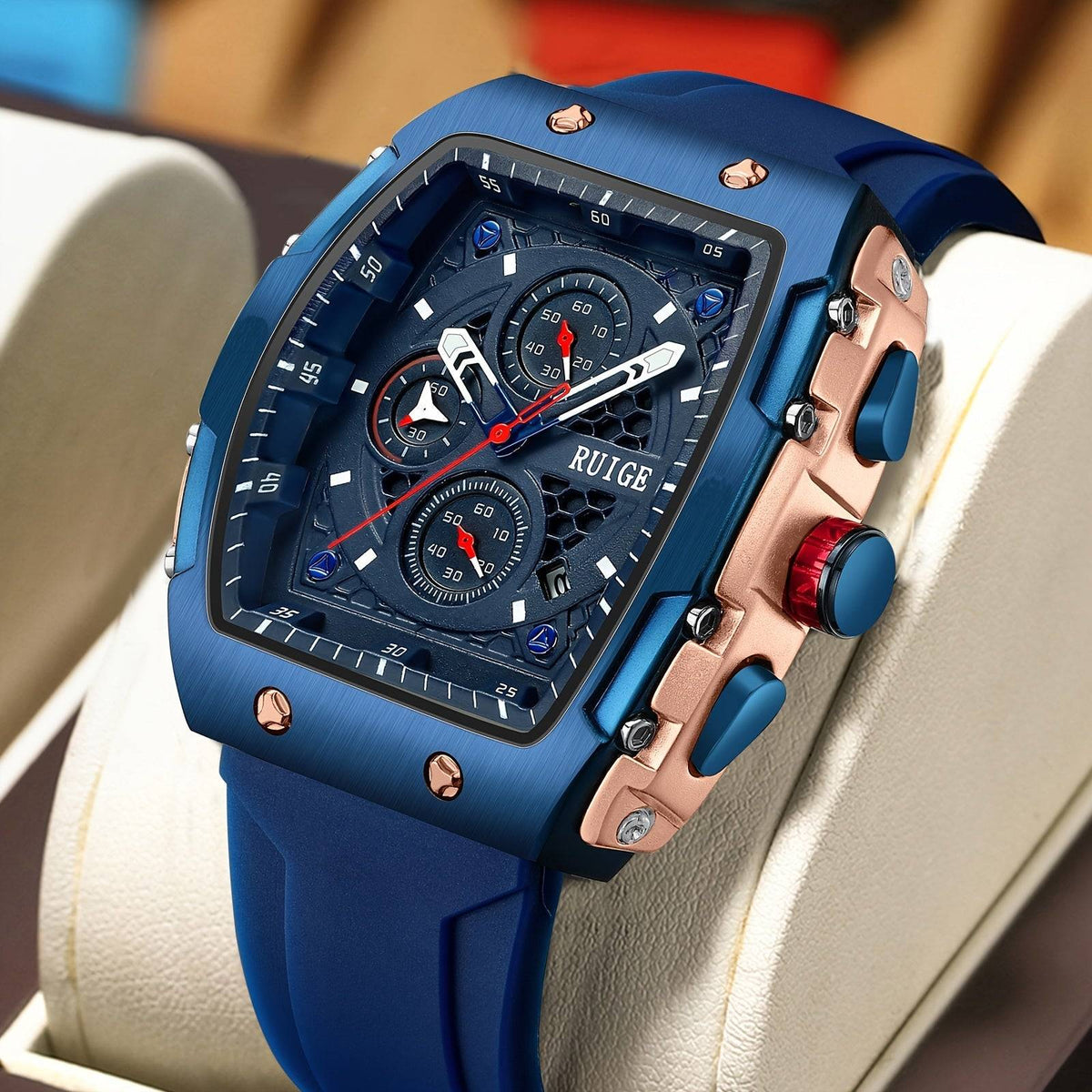 Men’s Sports Quartz Watch Barrel-Shaped Design with Luminous Hands & Silicone Strap, Fashion Gift Wristwatch
