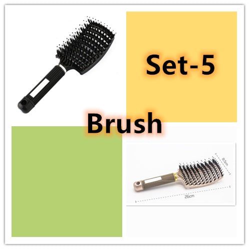 Bristle and Nylon Hair Brush with Massage and Soft Handle