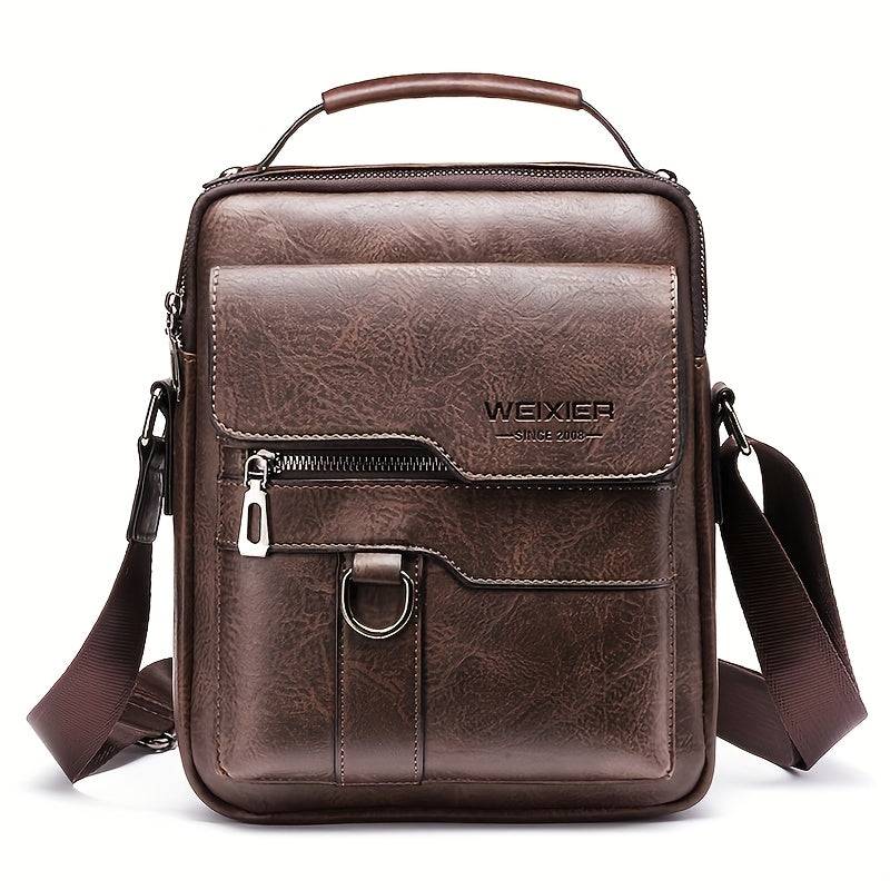 Men’s Vintage Crossbody Bag Adjustable Strap, Multiple Compartments, Durable Zipper for Everyday Use & Travel