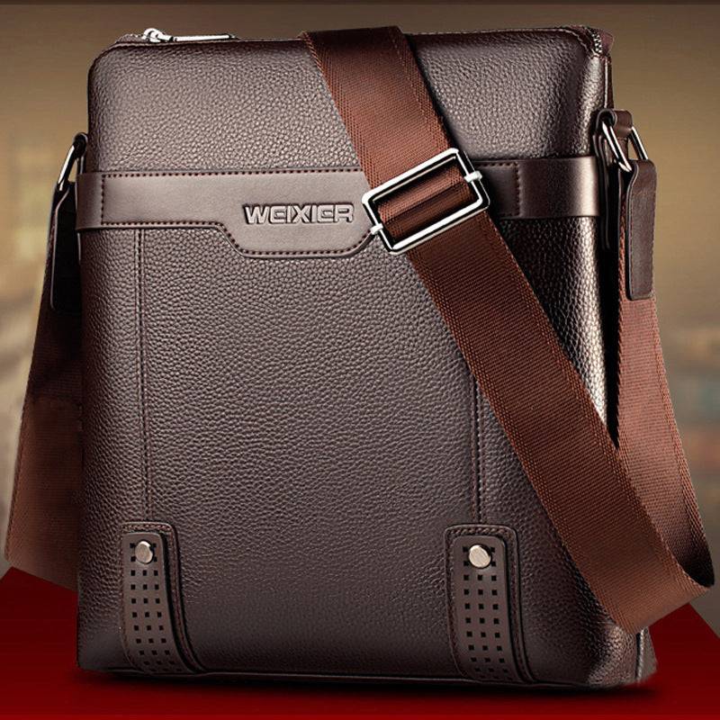 Men’s PU Leather Messenger Bag with Zipper Closure, Soft Crossbody Design, Interior Pockets