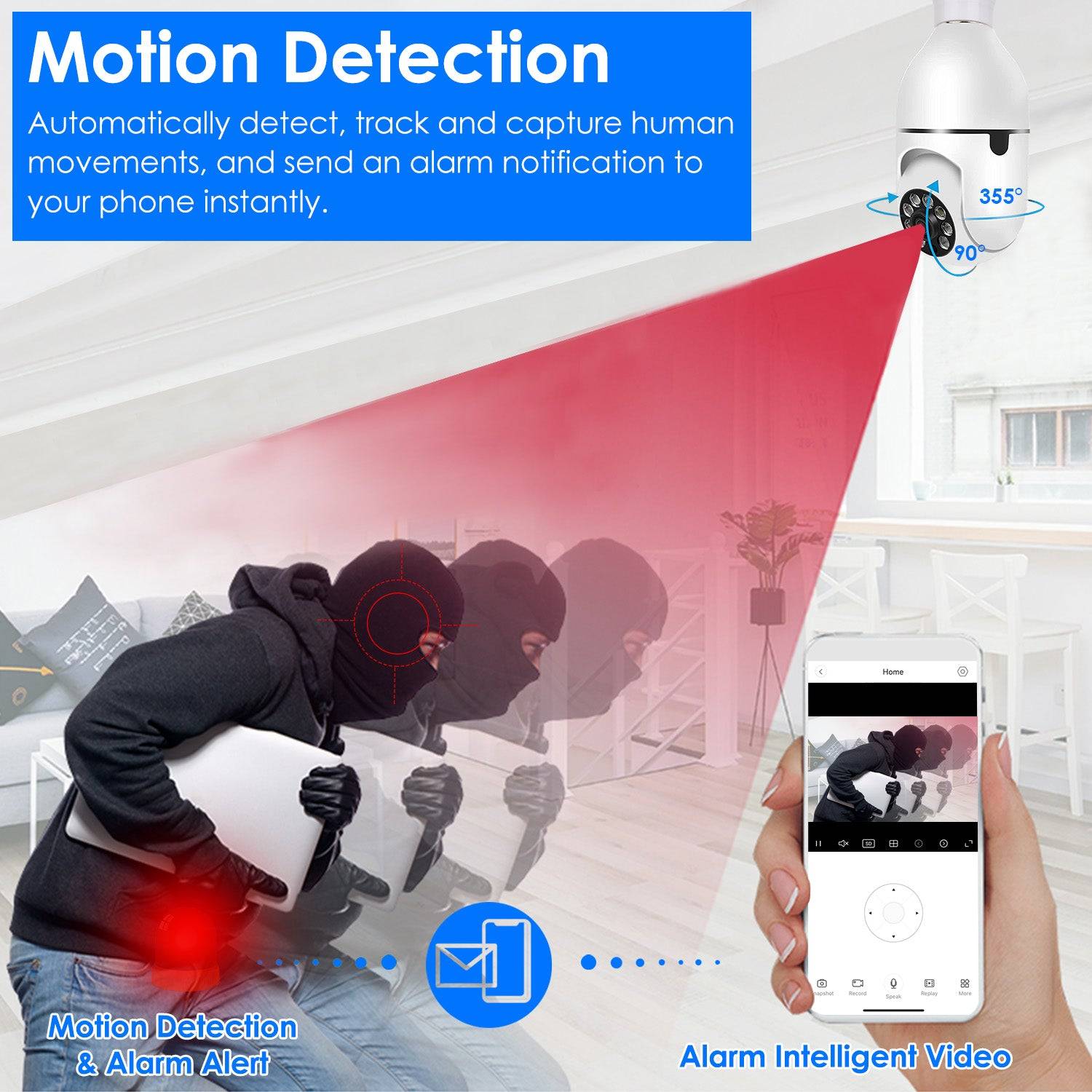 E27 WiFi Security Camera 1080P Night Vision