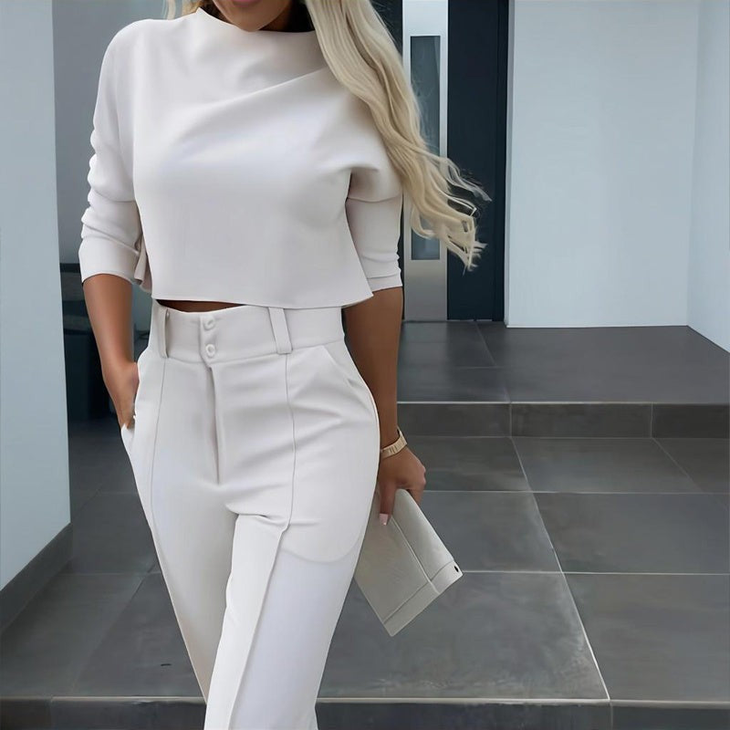 Office Outfits for Women Two Piece Cotton Blend Suit Set
