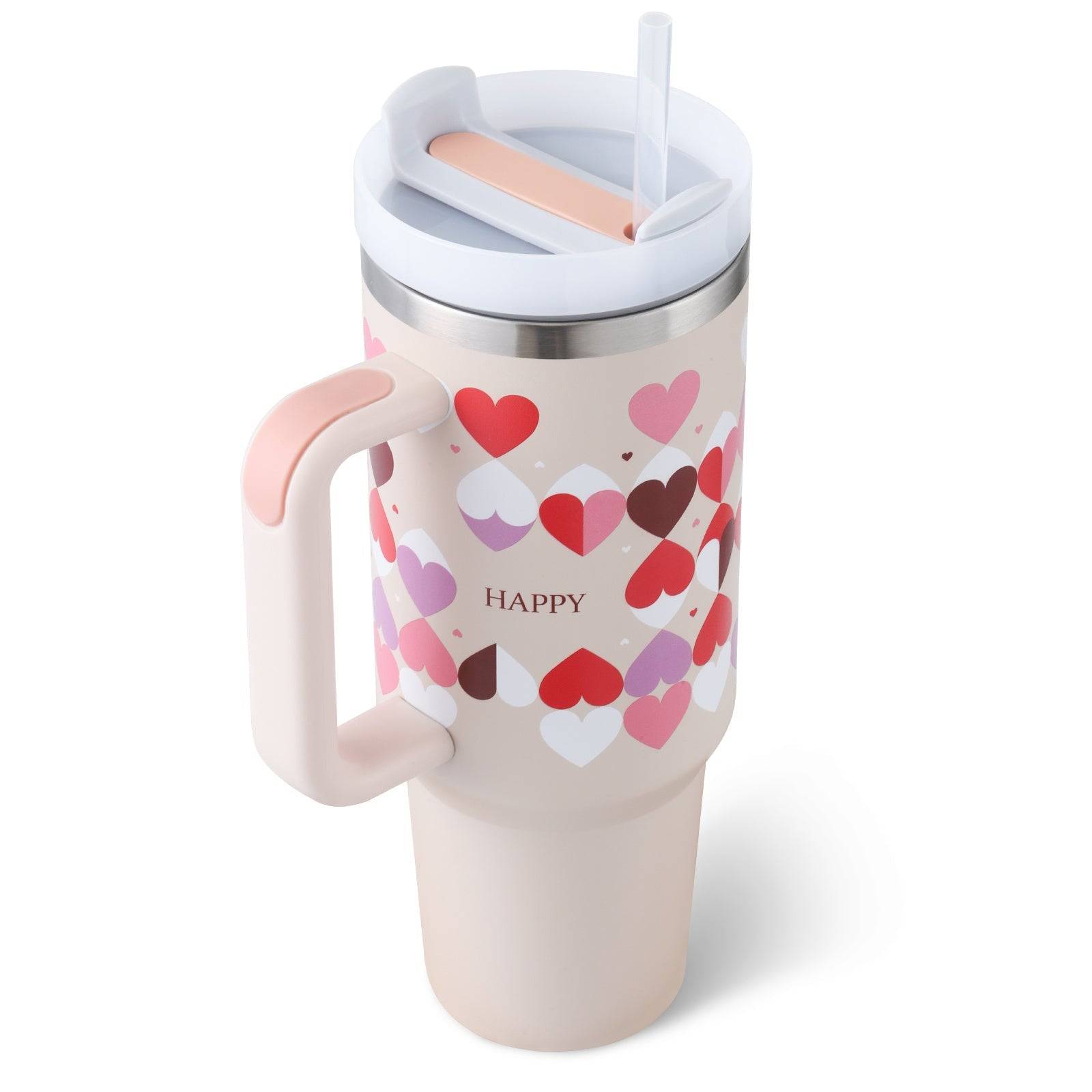 40oz Stainless Steel Insulated Tumbler with Handle and Straw