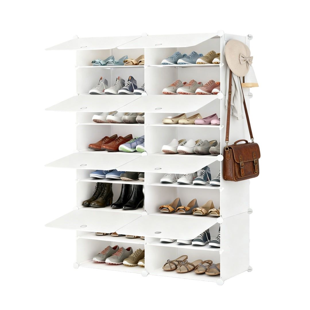 6 Tier Shoe Rack with Doors Large Capacity Storage