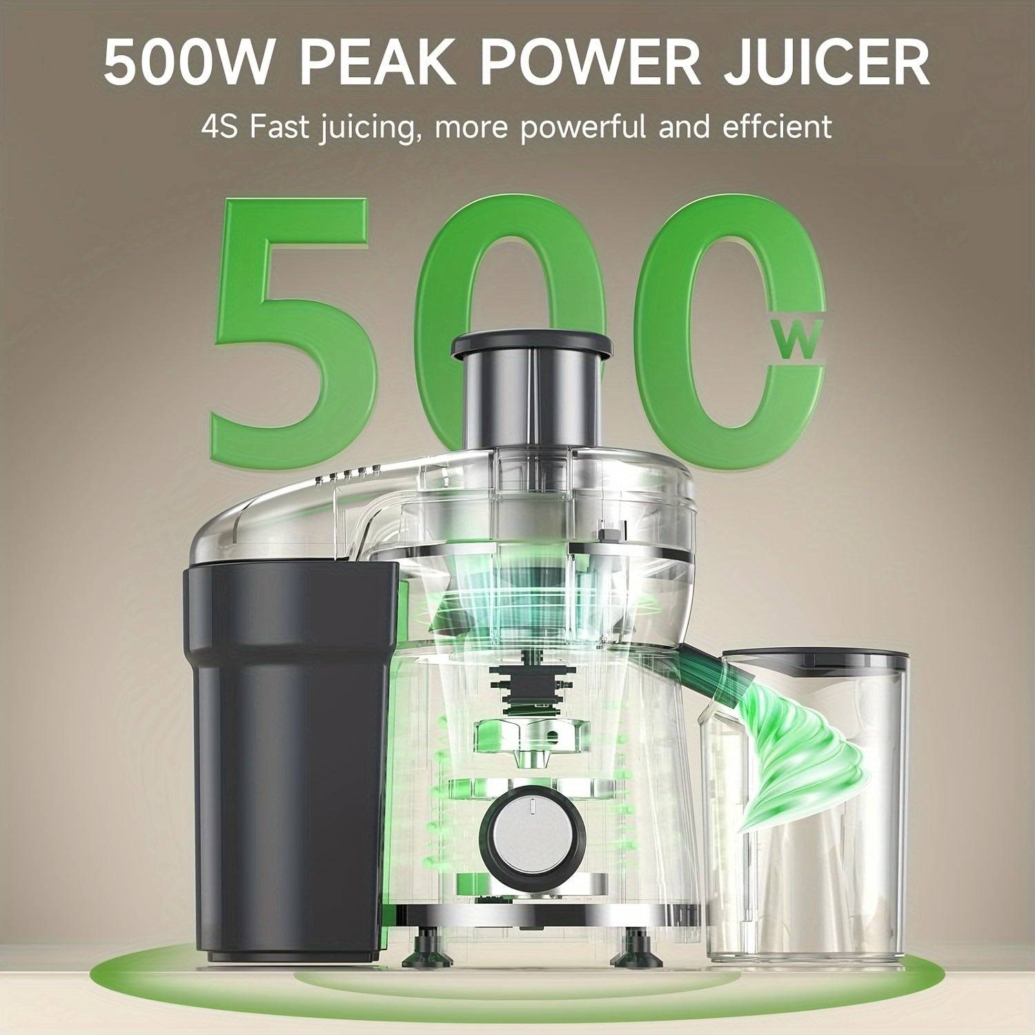 500W Centrifugal Juicer Machine Wide Mouth Chute & 27000 RPM Extraction BPA-Free & Easy to Clean