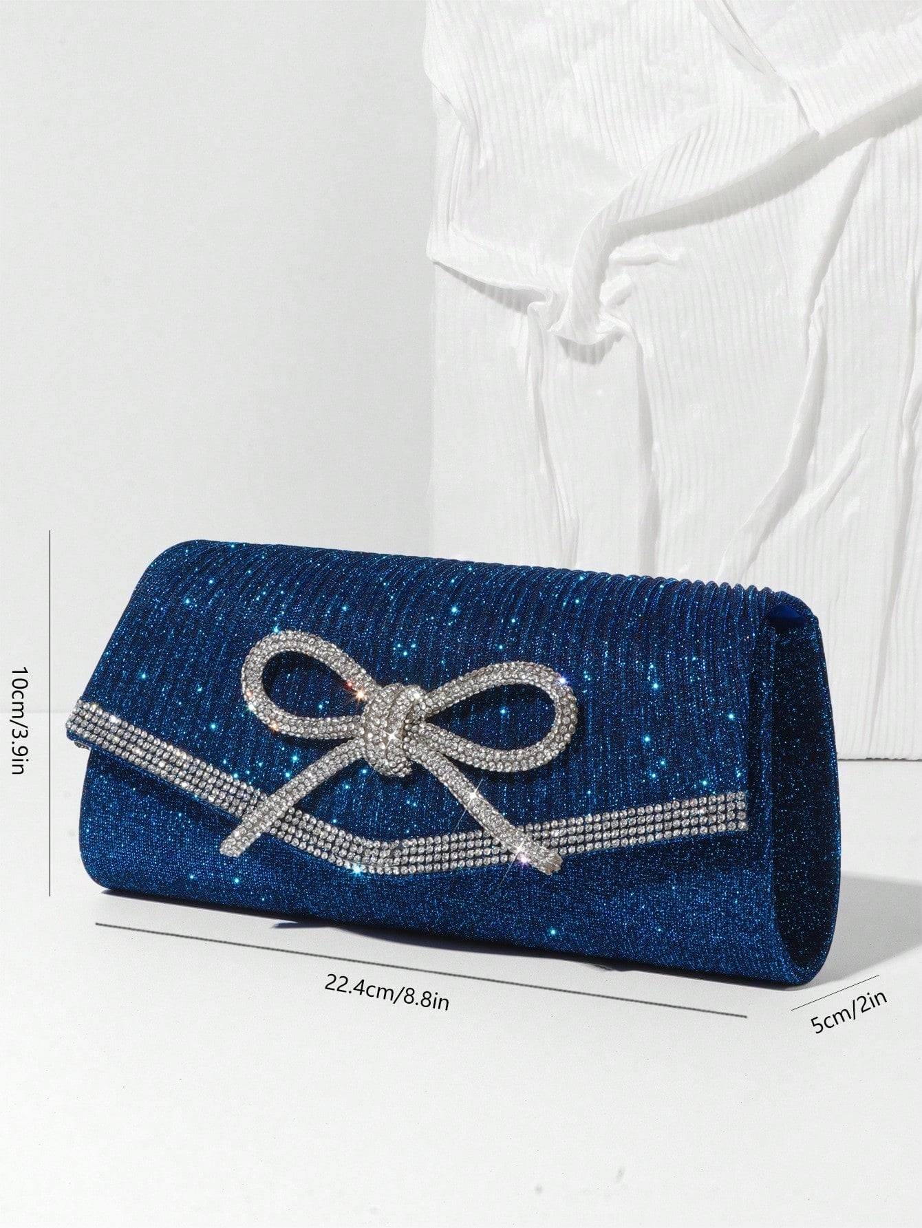Rhinestone Bow Evening Clutch Bag