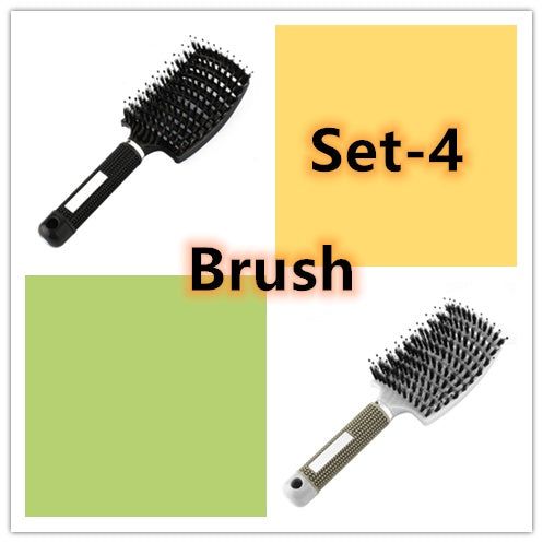 Bristle and Nylon Hair Brush with Massage and Soft Handle