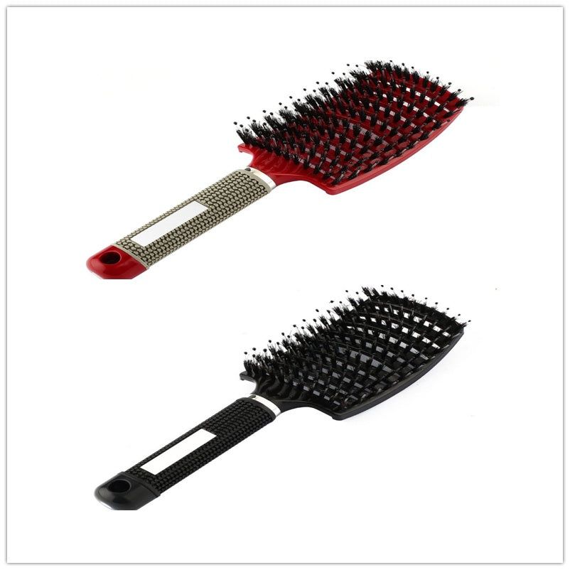 Bristle and Nylon Hair Brush with Massage and Soft Handle