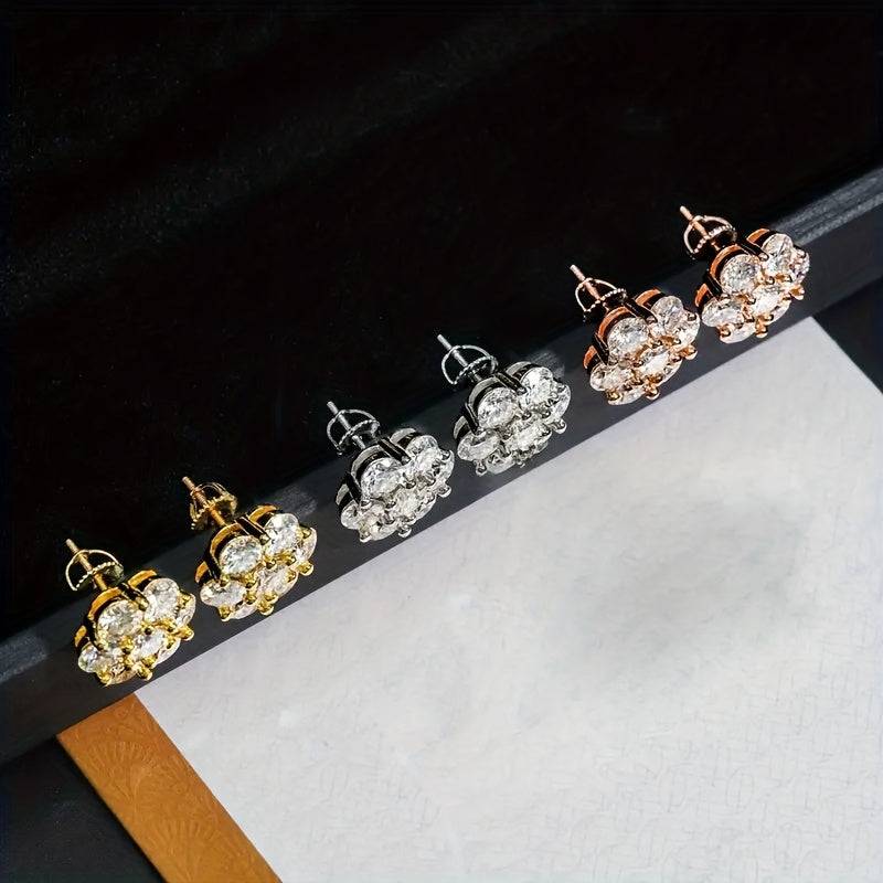 4.2 Carat Moissanite Earrings in S925 Silver Unisex Spiral Base Design Elegant Gift-Ready Jewelry for Daily Wear