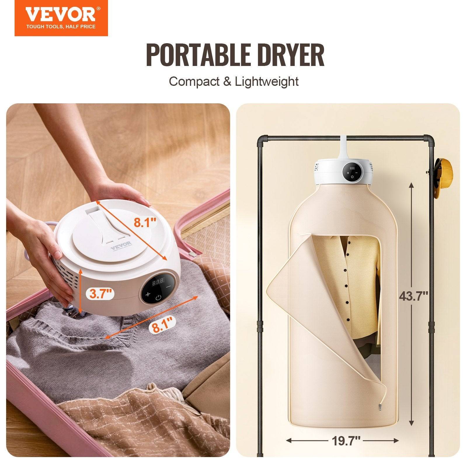 Portable Clothes Dryer With PTC Heating And Foldable Bag