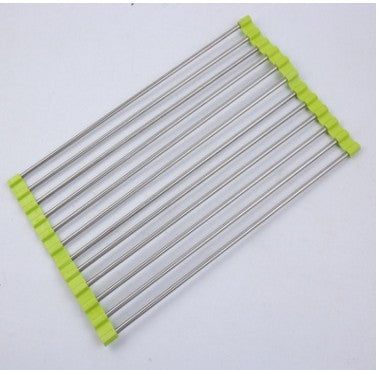Folding Sink Drainer Stainless Steel Roll Up Kitchen Rack