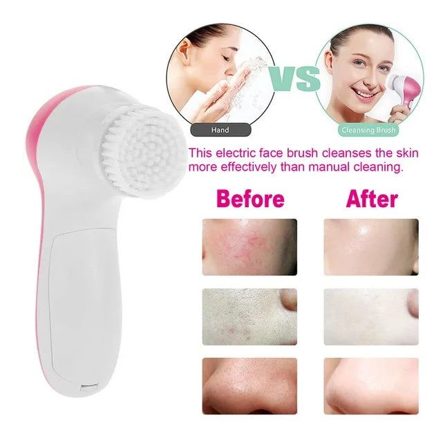 Electric Facial Cleansing Brush with 5 Heads