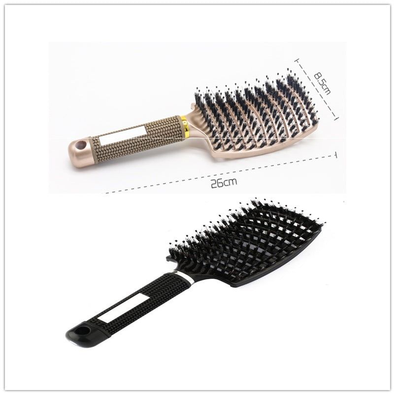Bristle and Nylon Hair Brush with Massage and Soft Handle