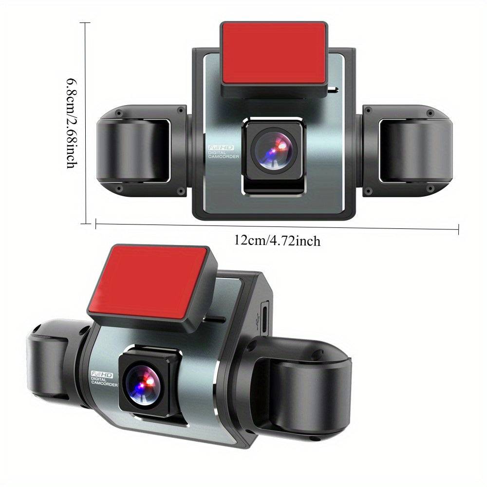 4-Channel 4K Night Vision Dash Cam 360° Rotatable Screen with Front, Rear & Side Cameras Parking Monitor, Motion Detection & 24H Recording for Vehicle Security