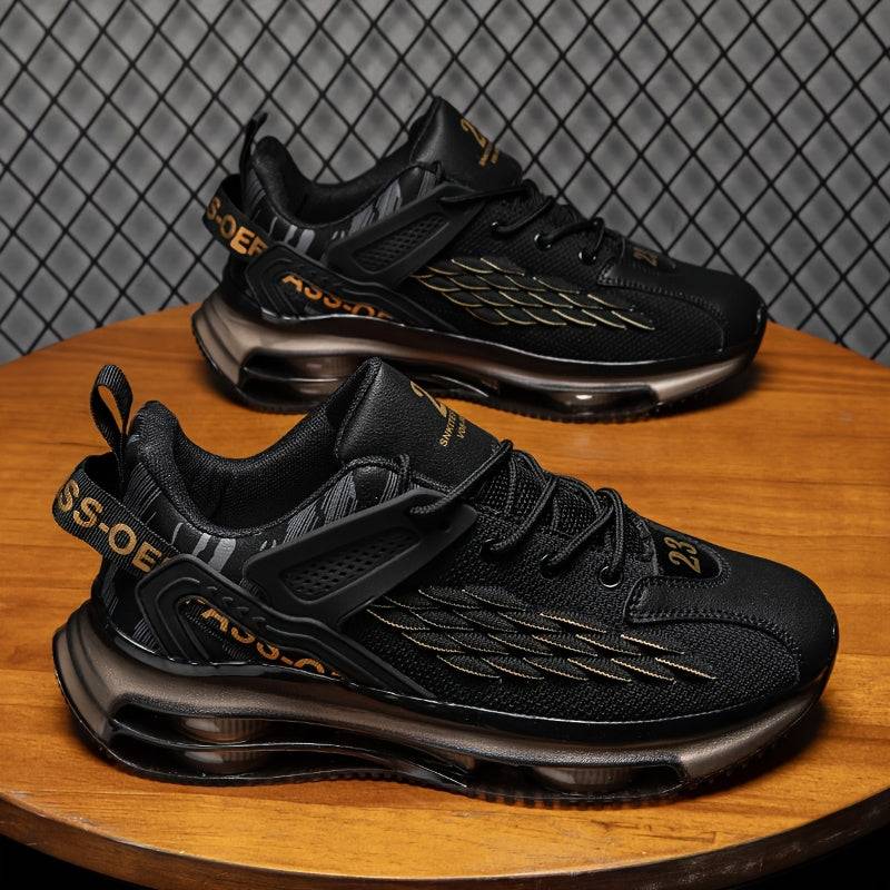 Men’s Breathable Knit Running Sneakers with Transparent Bubble Sole, Lightweight Low-Top Lace-Up Shoes for Outdoor & Casual Wear