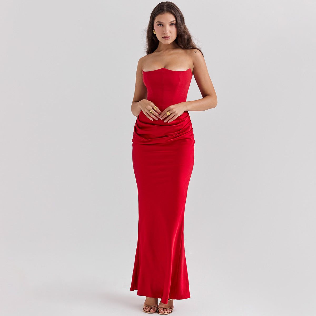 Elegant Bandeau Backless Maxi Dress for Women
