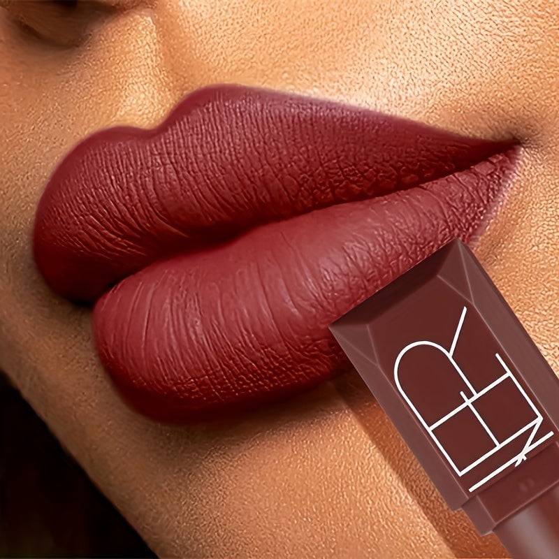 3pcs Velvet Matte Lipstick Set Waterproof Non-Stick Cup Formula with Squalane Long-Lasting Rich Brown, Pink, Purple & Red Shades