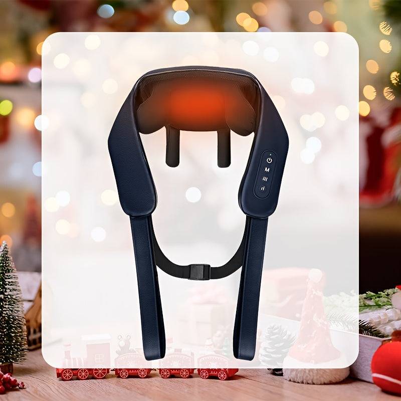 Cordless Shiatsu Neck & Shoulder Massager 4D Deep Kneading with 6 Nodes & Heat Rechargeable for Neck, Back & Leg Relaxation for Men & Women